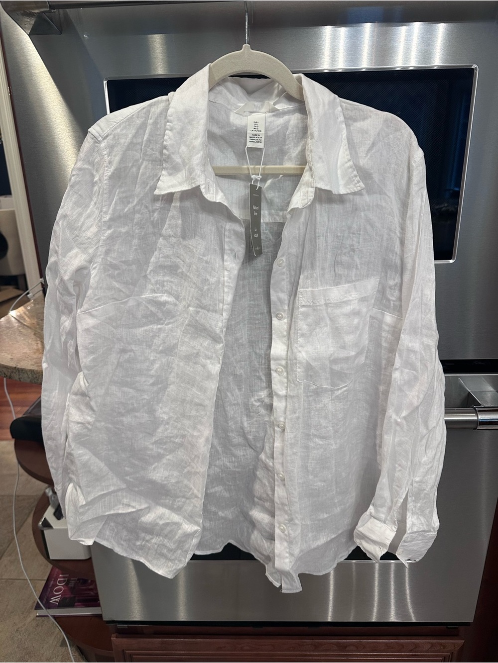 White Linen Button-Up Shirt
